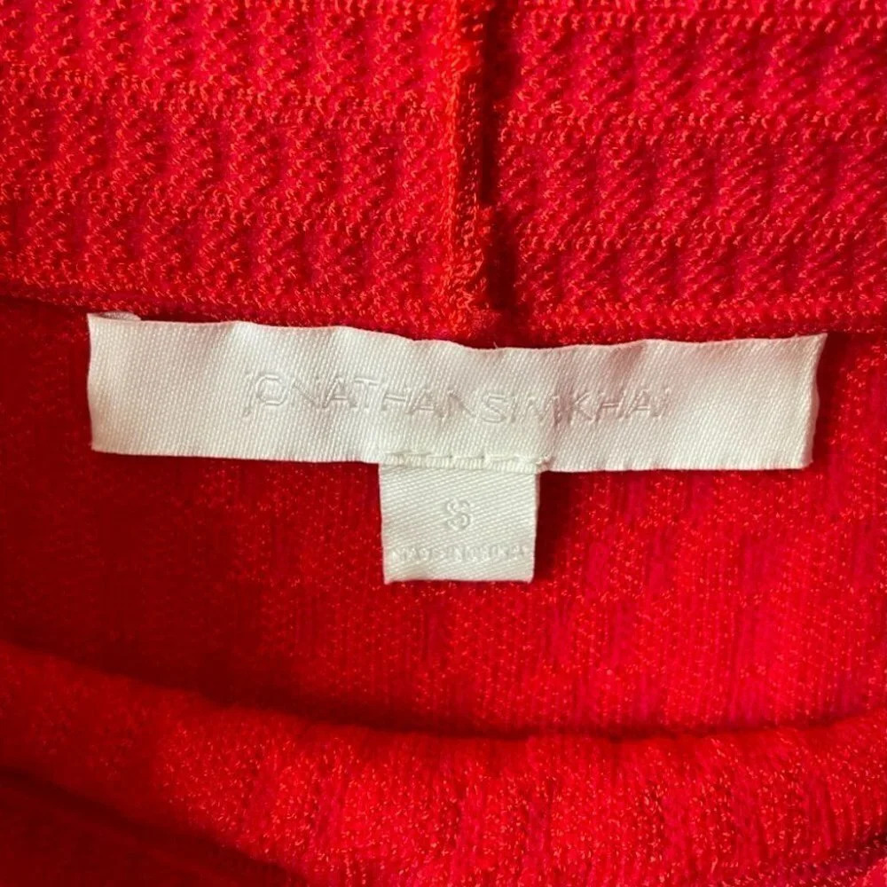 Jonathan Simkhai Off the Shoulder Cocktail Mermaid Stretch Knit Dress Red Sz S - Picture 8 of 9